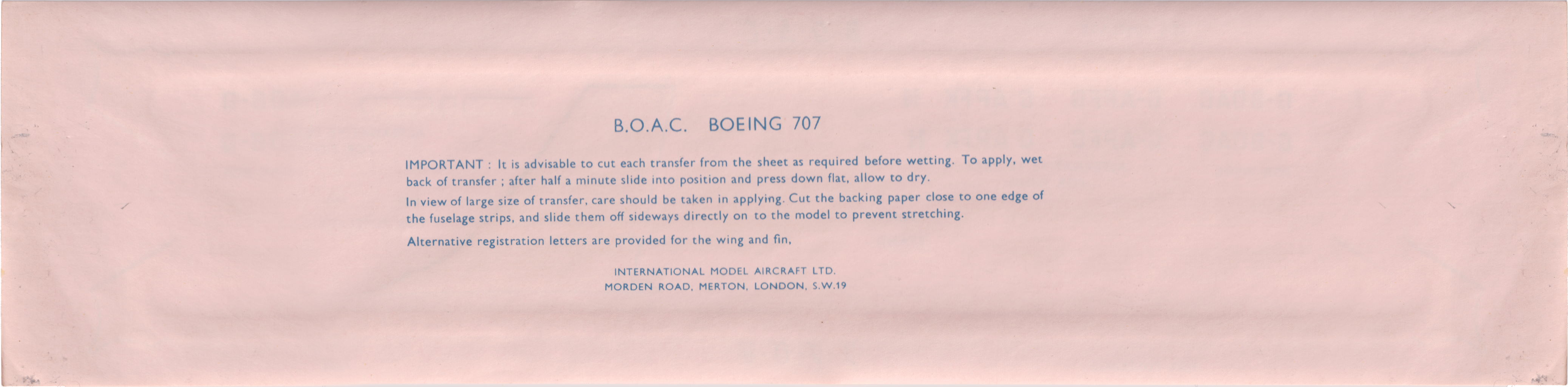 Декаль оборот FROG 349P Boeing 707 Jet Airliner BOAC